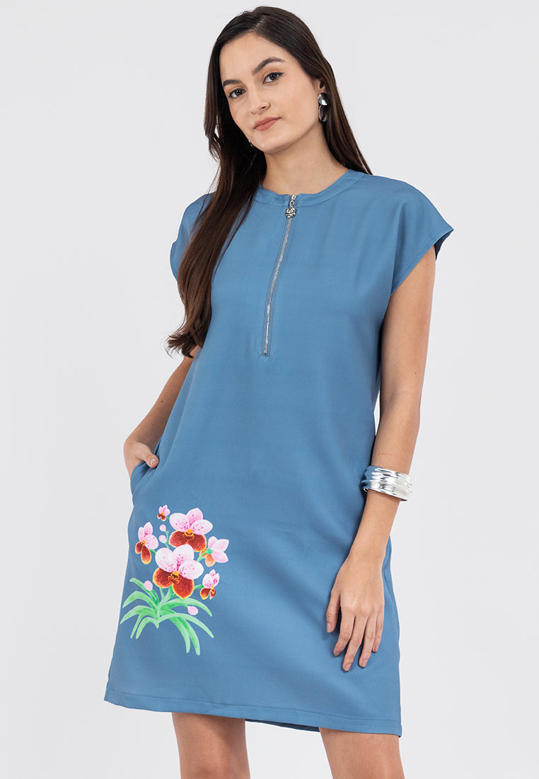 DAYLINE Zip Up Filipiniana Dress with Print badomoda DAYLINE Zip Up Filipiniana Dress with Print badomoda