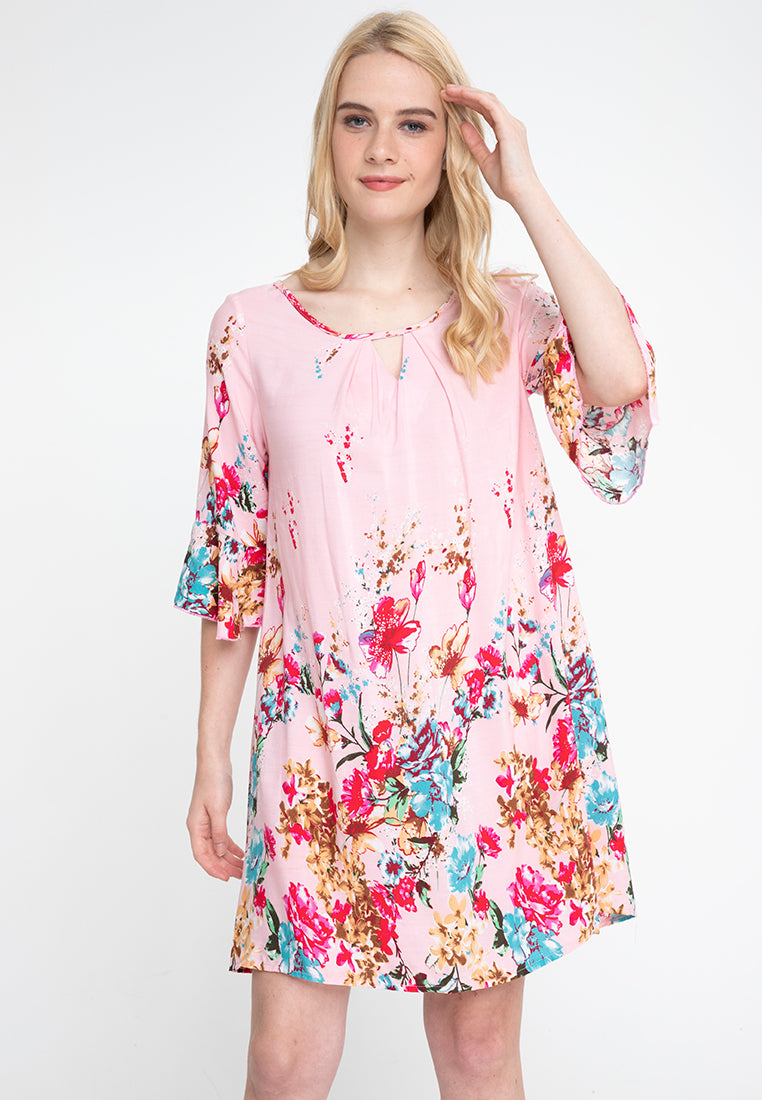 LOTTIE Floral Cenefa Print Shift Dress – badomoda