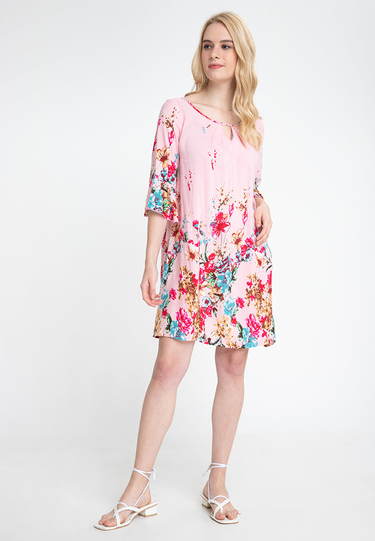 LOTTIE Floral Cenefa Print Shift Dress – badomoda