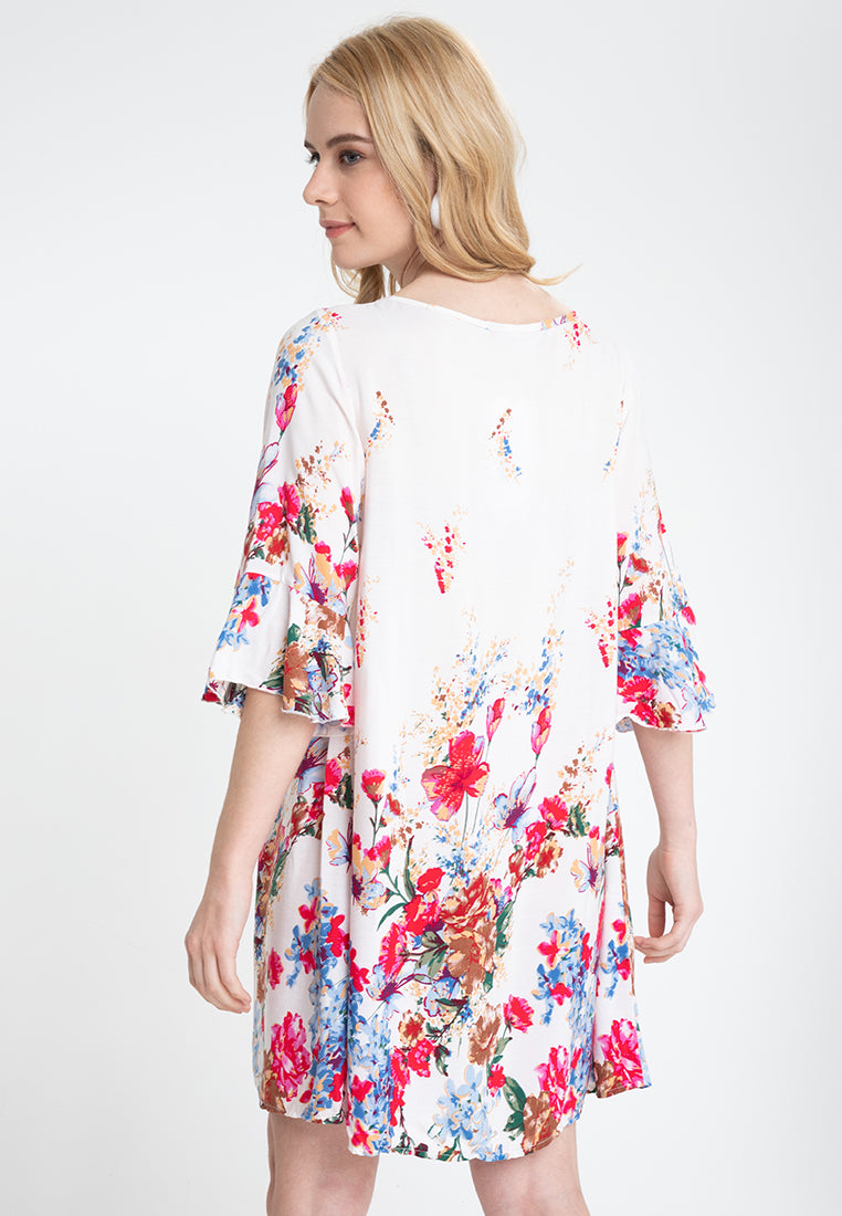 LOTTIE Floral Cenefa Print Shift Dress – badomoda